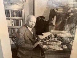 Carter Woodson is shown working in his home located in Washington's Shaw neighborhood during the 1940's. (Chris Simkins/VOA)