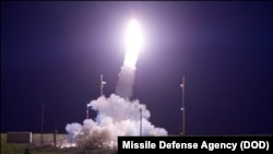 A Terminal High Altitude Area Defense (THAAD) interceptor is launched from the Pacific Spaceport Complex in Kodiak, Alaska, July 11, 2017. 