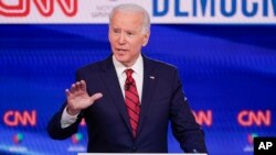 FILE - In this March 15, 2020, photo, former Vice President Joe Biden participates in a Democratic presidential primary debate at CNN Studios in Washington. 