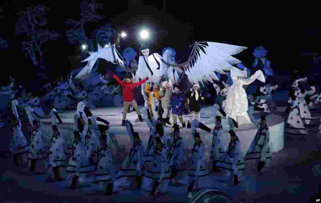 Children perform during the opening ceremony of the 2018 Winter Olympics in Pyeongchang, South Korea, Feb. 9, 2018. 