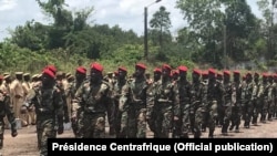 Central African Republic soldiers, trained by Russian instructors in Bangui 