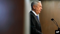 Defense Secretary Jim Mattis speaks about the the Trump administration's National Defense Strategy during a speech in Washington, Jan. 19, 2018.