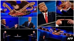 Kombincija fotografija predsjednika SAD Donalda Trumpa i demokratskog kandidata za predsednika Džoa Bajdena, snimljenih 22. oktobra 2020. tokom druge i finalne debate na Belmon univerzitetu, u Nešvilu, Tenesi.