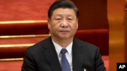  In this March 12, 2019, file photo, Chinese President Xi Jinping attends a plenary session of China's National People's Congress (NPC) at the Great Hall of the People in Beijing.