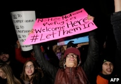 Demonstrators protest President Donald Trump's executive immigration ban at O'Hare International Airport in Chicago on Jan. 29, 2017.