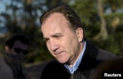 Swedish PM Stefan Lofven visits Klobben island during a meeting of the Nordic prime ministers in Saltvik, Finland, Sept. 27, 2016.