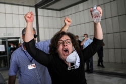 Magda Fyssa, mother of anti-racist Greek rapper Pavlos Fyssas, who was killed in 2013 by Golden Dawn supporter Giorgos Roupakias, reacts after a trial of leaders and members of the far-right Golden Dawn party, in Athens, Greece, Oct. 7, 2020.