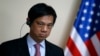 FILE - Hoyt Brian Yee, Deputy Assistant Secretary for European and Eurasian Affairs, listens as Serbian Prime Minister Aleksandar Vucic speaks during a shared news conference, in Belgrade, May 24, 2017.