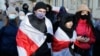  Young demonstrators are seen during an opposition rally to protest the official presidential election results in Minsk, Belarus, Dec. 6, 2020. 