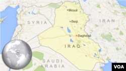 Peta wilayah Mosul dan Beiji, Irak.