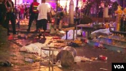 Scene of bomb blast in central Bangkok, Aug. 17, 2015. (Photo: Zinlat Aung for VOA)