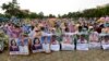 Around 400 students and farmers from Kampot province protest at "Freedom Park" in Phnom Penh on Sunday, September 13, 2015, to call on Cambodian prime minister Hun Sen to intervene in land dispute in the southwestern province's Chhouk district. (Courtesy photo) 