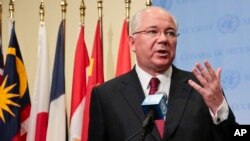 FILE - Venezuela's U.N. Ambassador Rafael Ramirez speaks during a press conference at U.N. headquarters, in New York, Feb. 19, 2016.