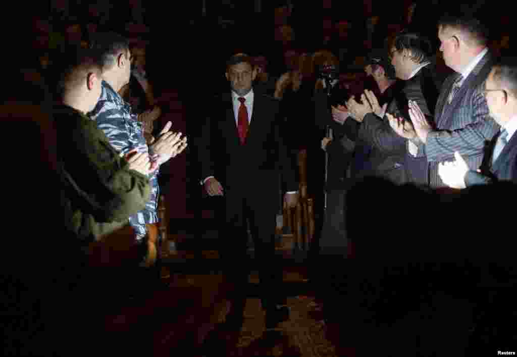 Alexander Zakharchenko, pro-Russian rebel leader of the self-proclaimed Donetsk People&#39;s Republic, at his inauguration ceremony, Donetsk, eastern Ukraine, Nov. 4, 2014. 