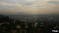 Air pollution is seen hanging over the city of Los Angeles. Six of the 10 cities with the worst air pollution are in California, according to a new report. (Flickr)