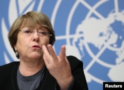 U.N. High Commissioner for Human Rights Michelle Bachelet attends a news conference at the United Nations in Geneva, Switzerland, Dec. 5, 2018.
