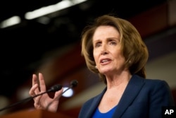 FILE - House Minority Leader Nancy Pelosi is pictured on Capitol Hill in Washington, April 23, 2015. She said in a statement after Donald Trump's victory in the presidential election that "we have a responsibility to come together and find common ground."
