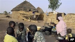 Des enfants à l'heure du repas dans le village de Tamou, à 60 km de Niamey (Archives)