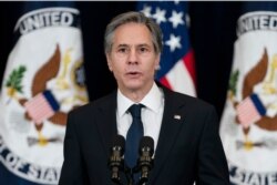 FILE - U.S. Secretary of State Antony Blinken speaks at the State Department in Washington, Feb. 4, 2021.