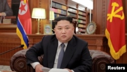 Pemimpin Korea Utara, Kim Jong-un di Pyongyang, 1 Januari 2019.