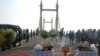 The bridge where the crush happened, cleared of shoes, clothing and water bottles, stands ready for Thursday morning's ceremony to pray for those who died