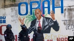 Nyakwigendera Perezida wa Haiti, Jovenel Moise Ashushanijwe hafi y'aho yagandaguriwe n'abitwaje inkoho i Port-au-Prince, Haiti, Kw;itariki ya 7-7/2021