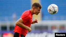  Lucas Hernandez, de l'Atletico Madrid, au stade milanais de San Siro, Italie, le 27 mai 2016.