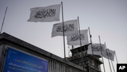 Arhiv - Talibanske zastave na aerodromu u Kabulu, Afganistan, 9. septembra 2021. 