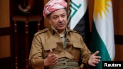 Iraq's Kurdistan region's President Massoud Barzani speaks during an interview with Reuters in Irbil, Iraq, July 6, 2017. 