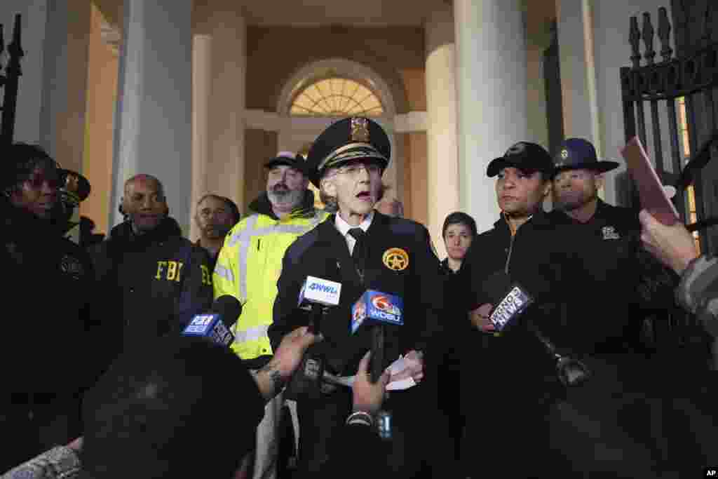 Superintendent of Police for the New Orleans Police Department Anne Kirkpatrick makes a statement after a vehicle drove into a crowd on New Orleans' Canal and Bourbon Street, Jan. 1, 2025. 