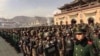 Photo posted on social media site Weibo purports to show heavy Chinese military presence at Tibetan prayer festival.