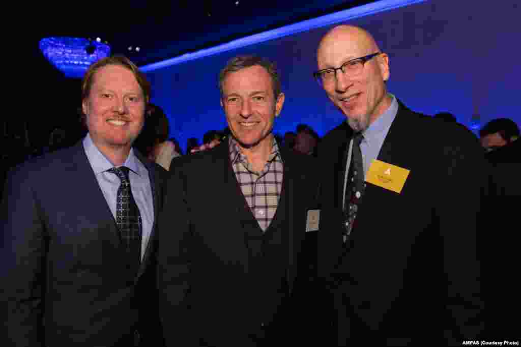 Oscar® nominee Don Hall (L), Bob Iger and Oscar® nominee Roy Conli (R)at the Oscar® Nominees Luncheon in Beverly Hills, Feb. 2, 2015.