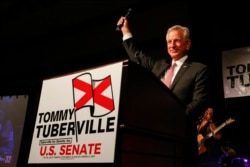Former Auburn football coach Tommy Tuberville speaks to supporters after he defeated Jeff Sessions in Republican primary for U.S. Senate, Tuesday, July 14, 2020, in Montgomery, Ala. (AP Photo/Butch Dill)