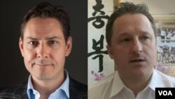 加拿大前外交官康明凯（左）和商人斯帕弗