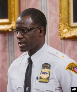 Cleveland police chief Calvin Williams answers questions during a news conference in Cleveland, Monday, Dec. 28, 2015.