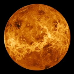 FILE - This image made available by NASA shows the planet Venus made with data produced by the Magellan spacecraft and Pioneer Venus Orbiter from 1990 to 1994.