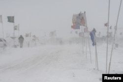 The Oceti Sakowin camp is seen as "water protectors" continue to demonstrate against plans to pass the Dakota Access pipeline near the Standing Rock Sioux Reservation, near Cannon Ball, N.D., Dec. 6, 2016.