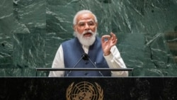 India's Prime Minister Narendra Modi addresses the 76th Session of the U.N. General Assembly at United Nations headquarters in New York City, Sept. 25, 2021.