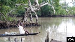In the fishing villages along the creeks, locals say it can take six hours to paddle to the nearest hospital and that sick children often don't survive the ride. (Heather Murdock for VOA)