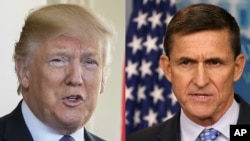 លោក Michael Flynn (រូប​ស្តាំ) ត្រូវ​បាន​លោក​ប្រធានាធិបតី​ ដូណាល់ ត្រាំ​ ស្នើសុំ​ឲ្យ​លា​លែង​ពី​តំណែង។ 