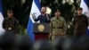 El Salvador’s President Nayib Bukele speaks at a deployment ceremony for the fifth phase of the Territorial Control plan in San Juan Opico, El Salvador, Nov. 23, 2022. 