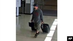 This airport surveillance camera image shows alleged suspect Marc Muffley at Lehigh Valley International Airport in Allenstown, Pennsylvania, on Feb. 27, 2023.