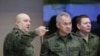 Russian Defence Minister Sergei Shoigu and General Sergei Surovikin visit the Joint Headquarters of the Russian armed forces, in an unknown location