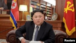 Pemimpin Korea Utara Kim Jong-un di Pyongyang, 1 Januari 2019. (KCNA / via REUTERS).