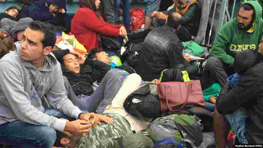 At the Croatian border with Slovenia, hundreds of refugees from Iraq, Syria, Afghanistan, West Africa and elsewhere have been waiting for days for buses authorities said will transport them across the border, at Harmica, Croatia, Sept. 20, 2015.