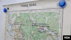 A close up on one of the maps receiving from the United Nations (UN) displayed on whiteboard at Peace Palace on August 20, 2015. (Hean Socheata/VOA Khmer)