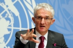 FILE PHOTO: U.N. Under-Secretary-General for Humanitarian Affairs and Emergency Relief Coordinator Mark Lowcock attends a news conference in Geneva, Switzerland, Dec. 4, 2018.