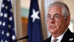 FILE - Secretary of State Rex Tillerson speaks about Qatar at the State Department in Washington, June 9, 2017. 