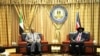 FILE - Gen. Abdel-Fattah Burhan, left, head of Sudan’s Sovereign Council, meets with South Sudan’s President Salva Kiir, in Juba, South Sudan, Oct. 14, 2019. The council has ordered the closure of Sudan's borders with Libya and Central African Republic.