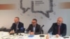 Aleksandar Olenik (GDF), tužilac Goran Ilić i sudija Miodrag Majić na tribini Foruma pisaca i Građandskog demokratskog foruma o nezavisnosti tužilaštva, u Beogradu, 7. marta 2019.